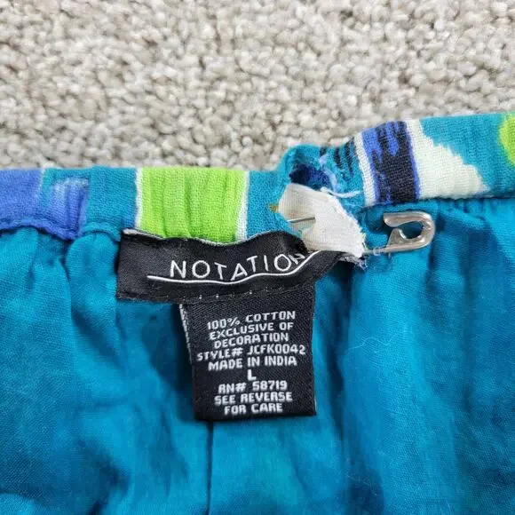 Vintage Notations A-line Skirt Womens L Blue Boho Watercolor Tiered Flowy Hippie - Picture 7 of 16